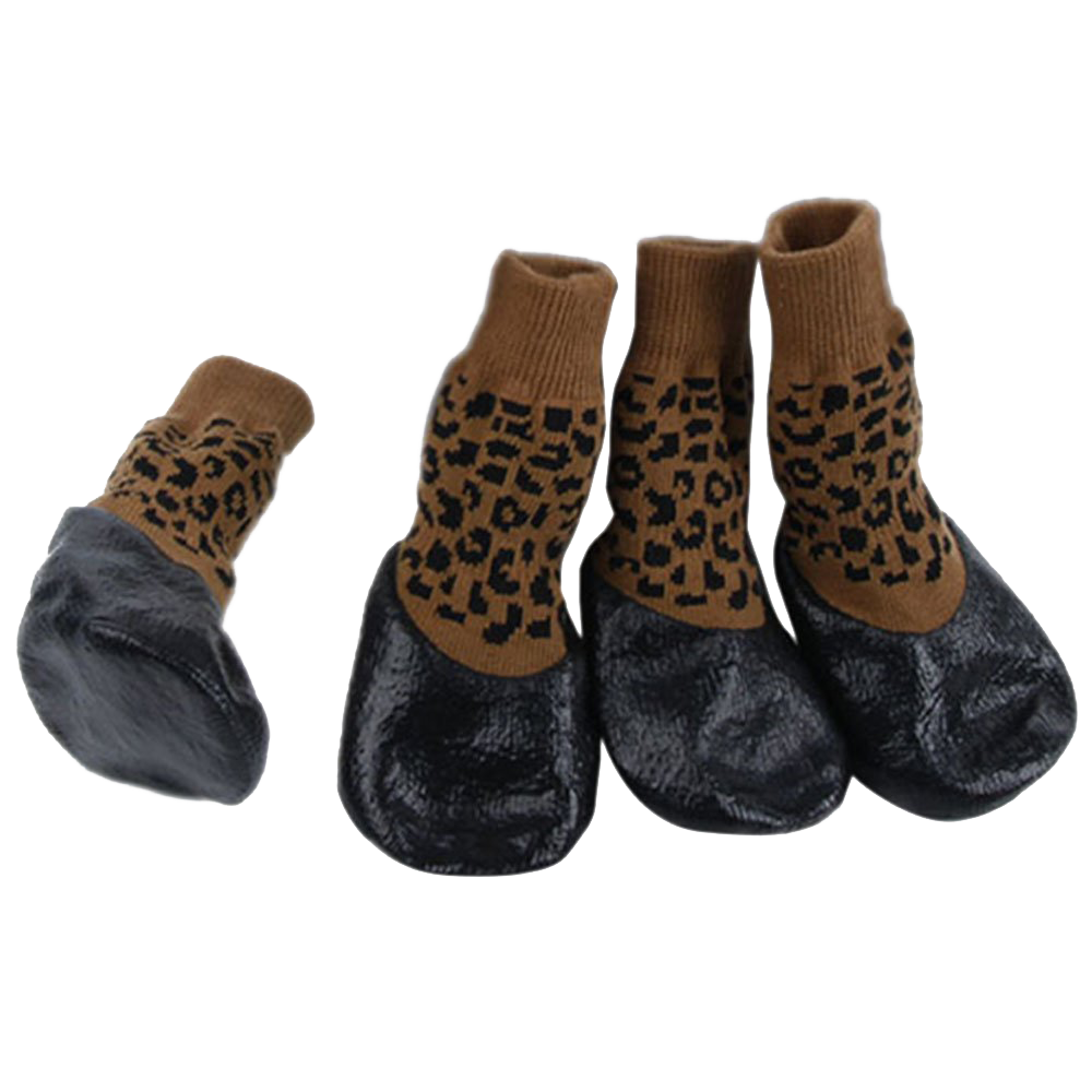 Botas impermeables negras para perros, botines de nieve para mascotas